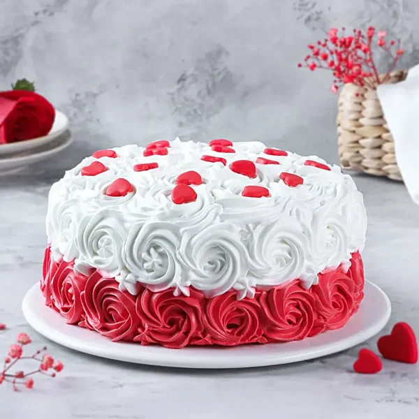 Red & White Swirl Chocolate Cake - Image 3