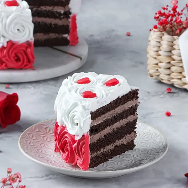 Red & White Swirl Chocolate Cake - Image 5