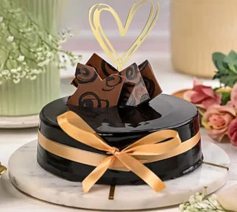 Chocolate Truffle Cake With Heart Shaped Topper