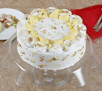 Vanilla Flavored Pista Rasmalai Cake